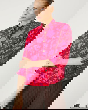 Medicine camasa culoarea rosu, cu guler clasic, relaxed