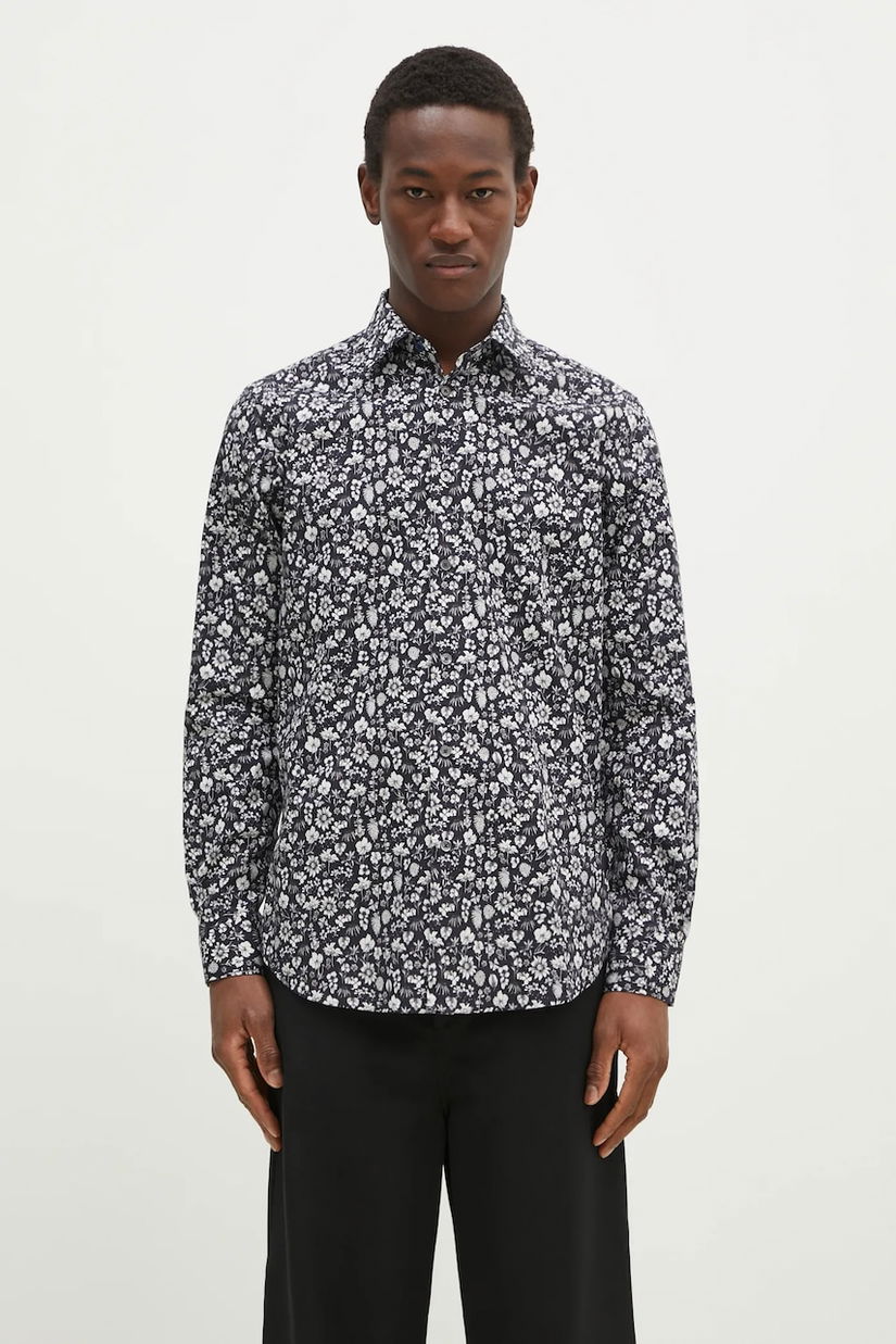 Paul Smith cămașă din bumbac bărbați, culoarea negru, cu guler clasic, slim, M1R-800P-P02609