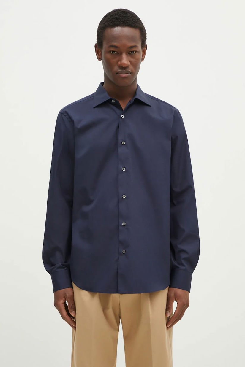 Paul Smith cămașă din bumbac bărbați, culoarea bleumarin, cu guler clasic, slim, M1R-790Y-M00050