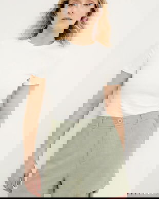 Answear Lab pantaloni scurti culoarea verde, neted, high waist