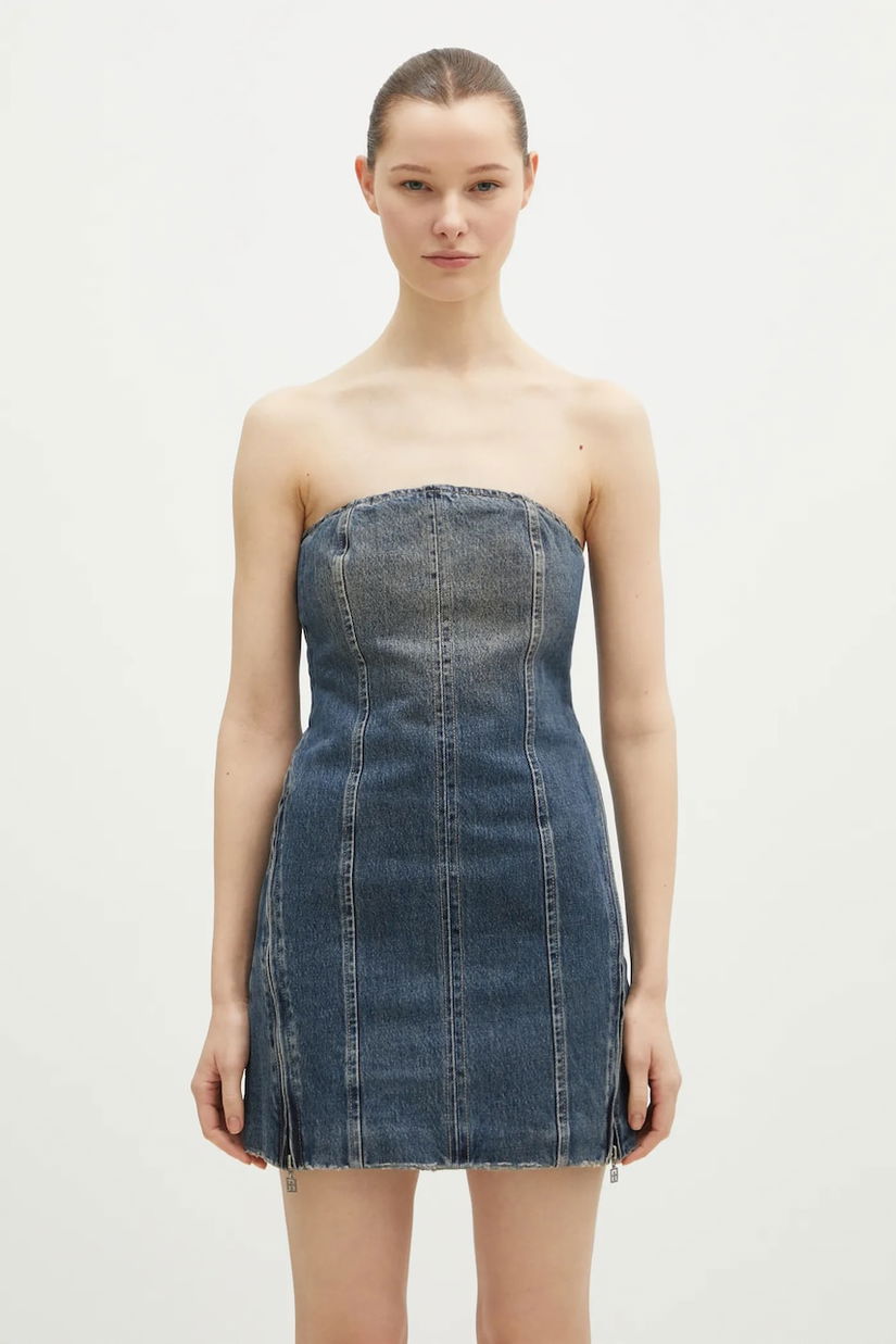 KSUBI rochie din denim Avenue Dress Sandstorm culoarea bleumarin, mini, mulată, WPS25DR006