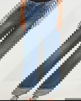 KSUBI jeans Low Rider Cuffed Aged femei high waist, WFA24DJ006