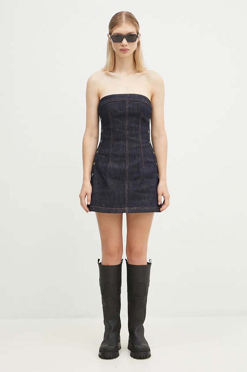 KSUBI rochie din denim Hotline culoarea bleumarin, mini, mulată, WFA24DR002