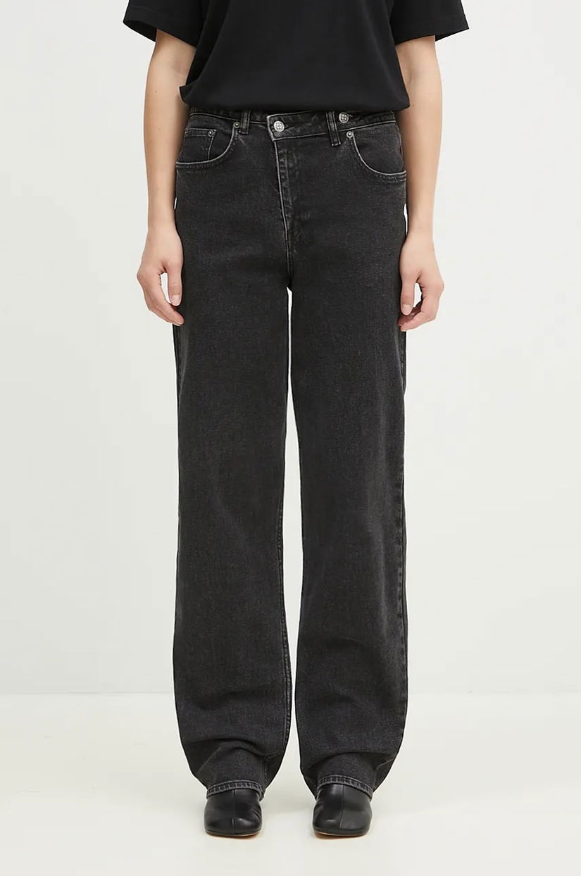 KSUBI jeansi Relax Jean Noir femei high waist, WPF24DJ034
