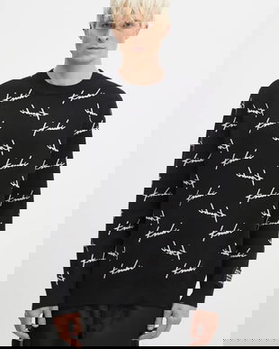 KSUBI pulover Skript Knit bărbați, culoarea negru, MFA24KW003