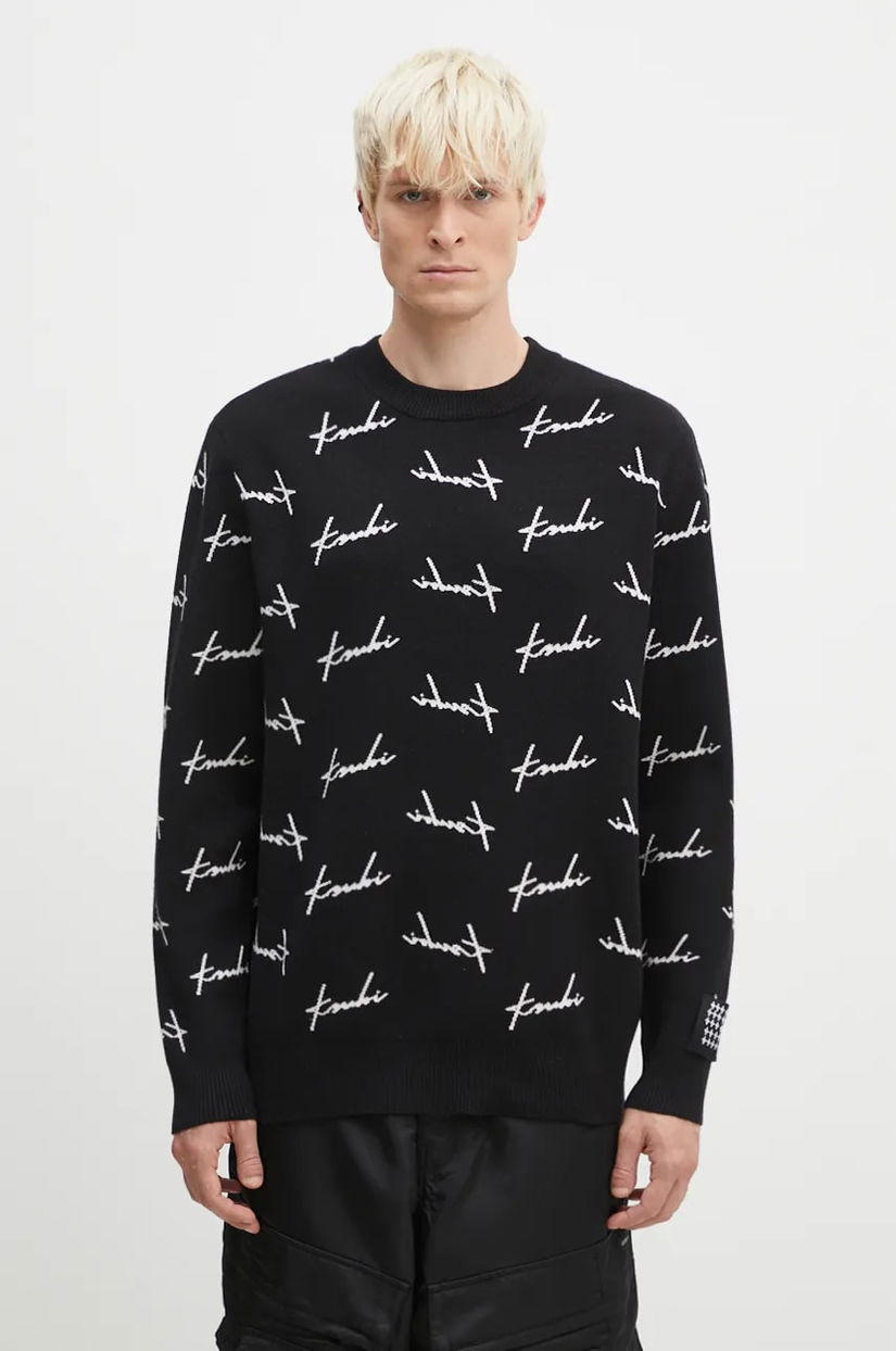 KSUBI pulover Skript Knit bărbați, culoarea negru, MFA24KW003
