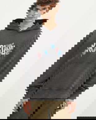 KSUBI hanorac de bumbac Graff Rose Kash Hoodie barbati, culoarea gri, cu glugă, cu imprimeu, MPF24FL010