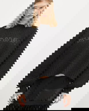 KSUBI pulover de lână Bookie Knit femei, culoarea negru, călduros, WFA24KW003