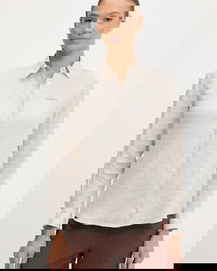 MC2 Saint Barth cămașă de in culoarea bej, cu guler clasic, relaxed, MDH001