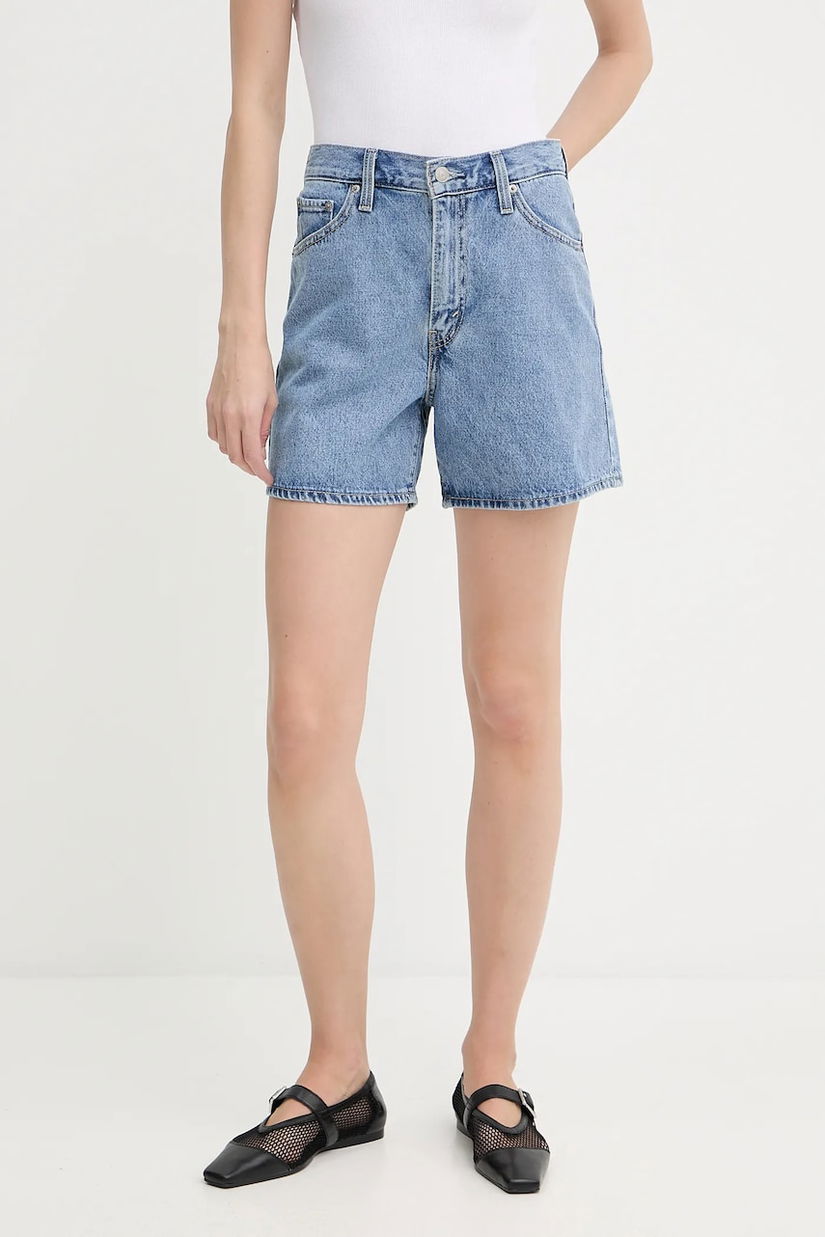 Levi's pantaloni scurți jeans uni, high waist, 003KI