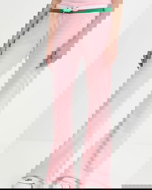 Juicy Couture pantaloni de trening din velur CHRISTINE STRIPE LOW RISE culoarea roz, uni, JCWBJ225352