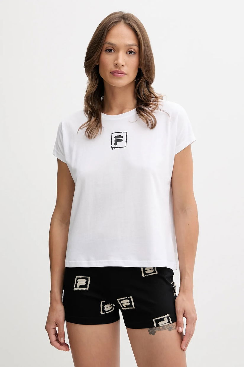 Fila pijamale de bumbac culoarea alb, bumbac, FPS4208