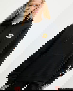 Converse bluză Converse x Tom & Jerry culoarea negru, cu glugă, cu imprimeu, 10028756-A01