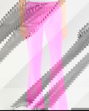 Juicy Couture pantaloni de trening din velur CAISA LOW RISE PANT culoarea roz, uni, JCSEBJ008G