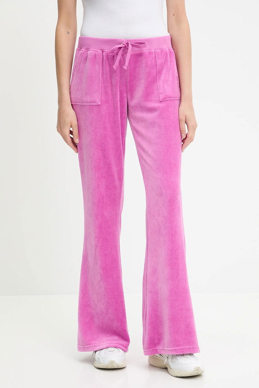Juicy Couture pantaloni de trening din velur CAISA LOW RISE PANT culoarea roz, uni, JCSEBJ008G