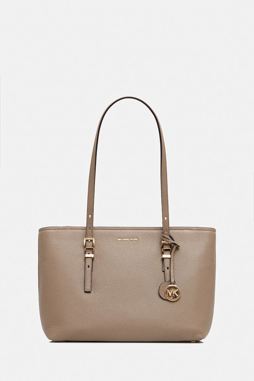 MICHAEL Michael Kors poșetă de piele QUINN culoarea bej, 30T5GQNT2L