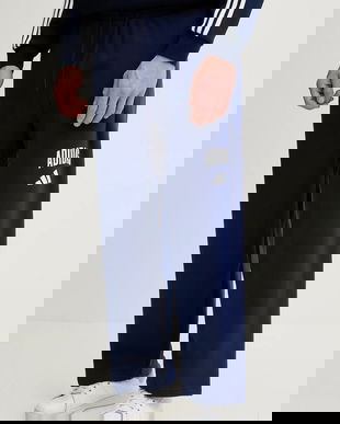 adidas pantaloni de trening Collegiate culoarea bleumarin, cu imprimeu, JM9179