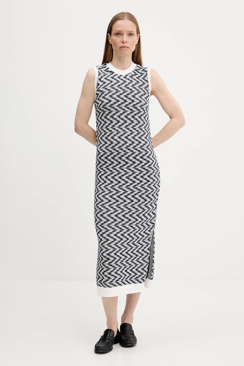 Barbour rochie din bumbac OLIVIA culoarea bleumarin, midi, mulată, LDR0928