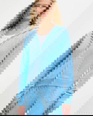 Juicy Couture bluză HERITAGE ROBYN HOODIE cu glugă, cu imprimeu, JCSEBJ007