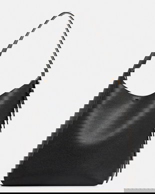 Tory Burch poșetă de piele Romy Hobo culoarea negru, 170964-001