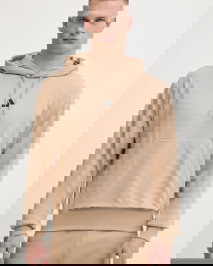 adidas bluză Feelcozy culoarea bej, cu glugă, uni, JX3325