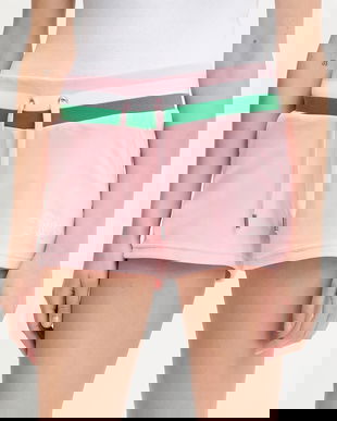 Juicy Couture pantaloni scurți VELOUR STRIPE BOOTY SHORT culoarea roz, cu imprimeu, high waist, JCWHS225354