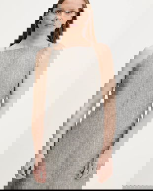 Answear Lab rochie din in culoarea gri, mini, evazati