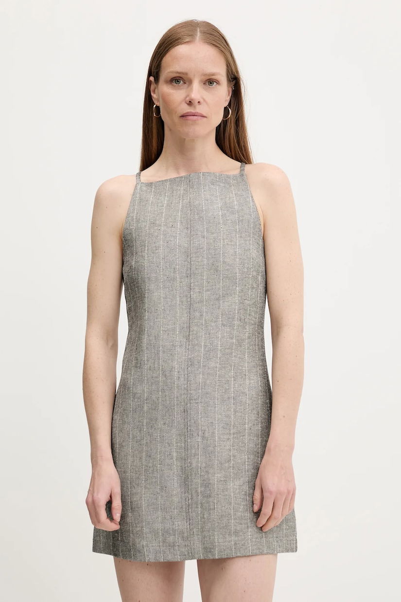 Answear Lab rochie din in culoarea gri, mini, evazati