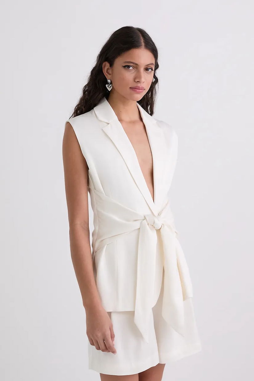 Karl Lagerfeld vestă culoarea bej, un singur rand de nasturi, A3W14043