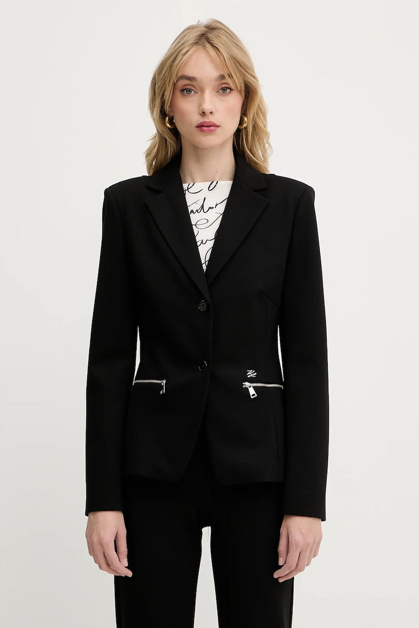 Karl Lagerfeld sacou culoarea negru, un singur rand de nasturi, uni, A3W14040