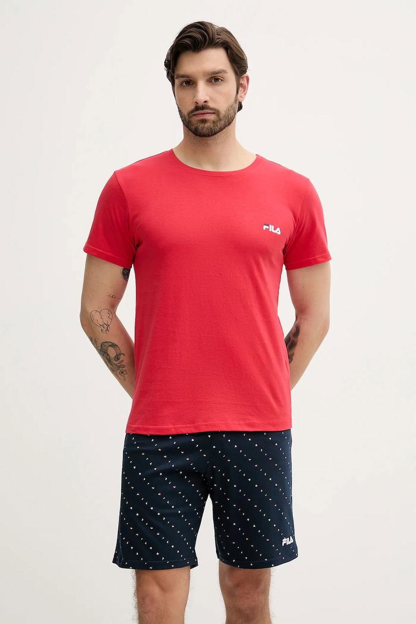 Fila pijamale de bumbac culoarea rosu, cu imprimeu, FPS1222