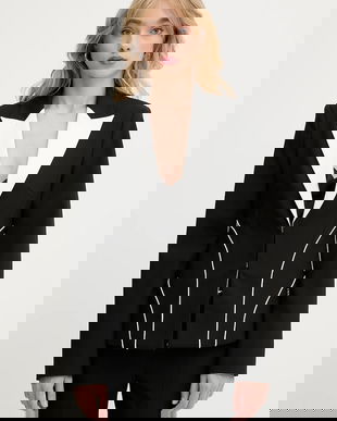 Karl Lagerfeld sacou din lână culoarea negru, un singur rand de nasturi, cu imprimeu, A3W14039