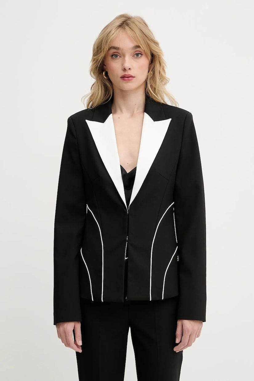 Karl Lagerfeld sacou din lână culoarea negru, un singur rand de nasturi, cu imprimeu, A3W14039