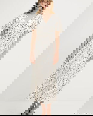 Karl Lagerfeld rochie culoarea bej, maxi, evazati, A3W13029