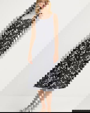 Karl Lagerfeld rochie din denim culoarea bleumarin, midi, evazati, A3W13004