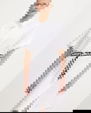 Karl Lagerfeld Jeans rochie din bumbac culoarea alb, mini, drept, A3W13030