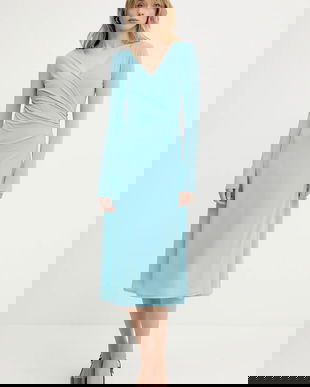 Karl Lagerfeld rochie culoarea turcoaz, midi, drept, A3W13042