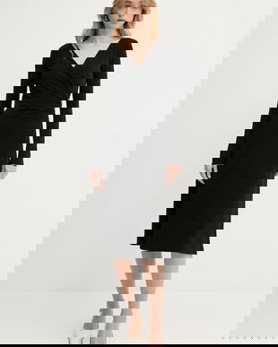 Karl Lagerfeld rochie culoarea negru, midi, drept, A3W13042