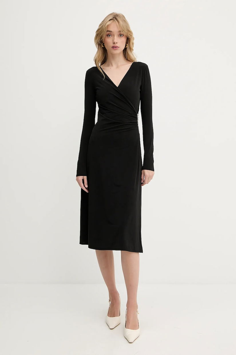 Karl Lagerfeld rochie culoarea negru, midi, drept, A3W13042