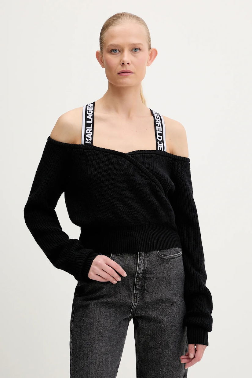 Karl Lagerfeld Jeans pulover din amestec de lână culoarea negru, călduros, A3W18009