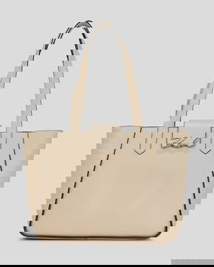 Karl Lagerfeld geantă de piele K/SIGNATURE culoarea bej, A3W30133