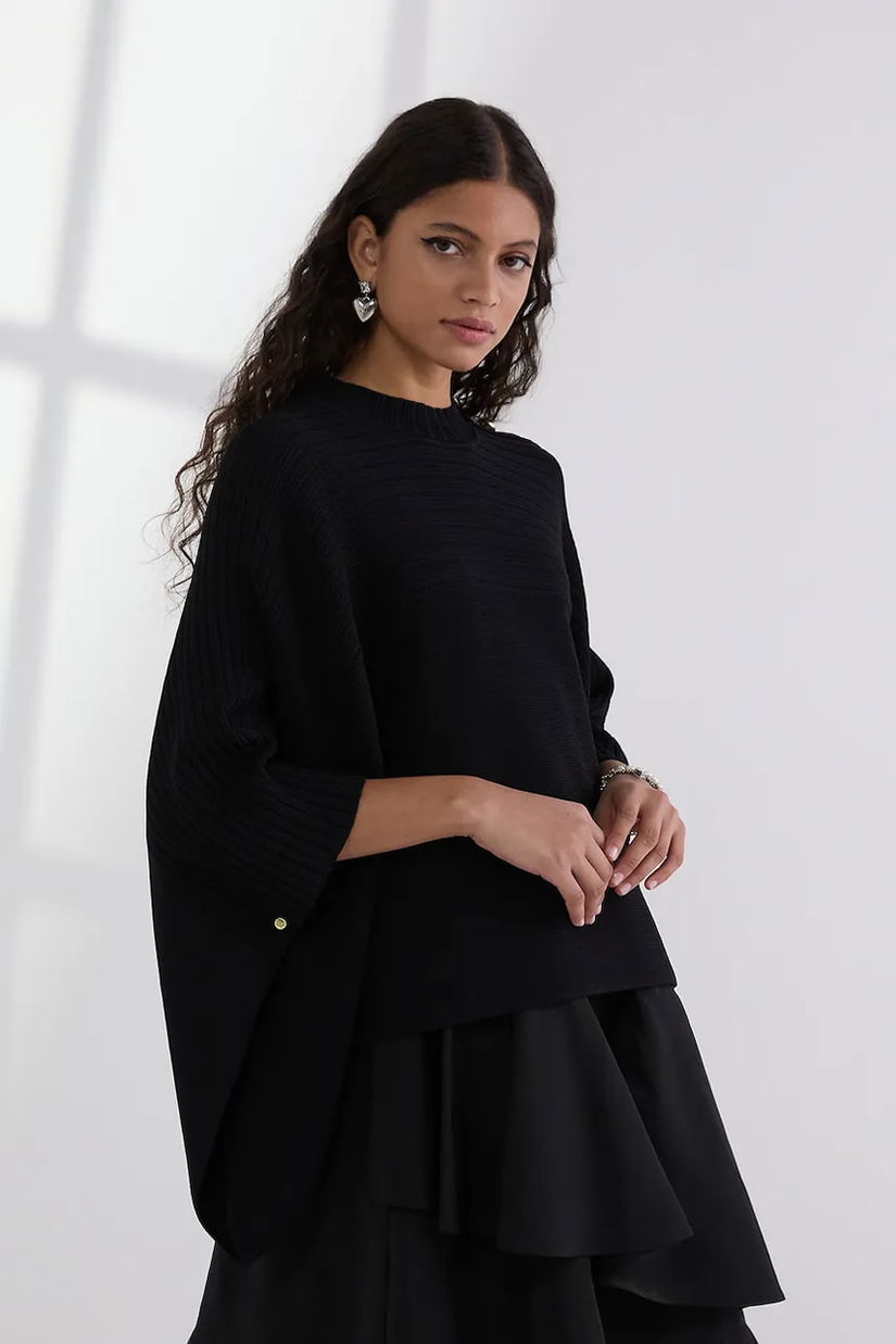 Karl Lagerfeld poncho culoarea negru, light, A3W18031