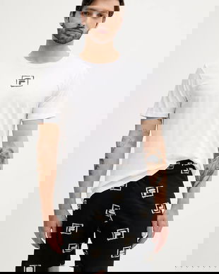 Fila set de pijama de bumbac culoarea alb, cu imprimeu, FPS1221