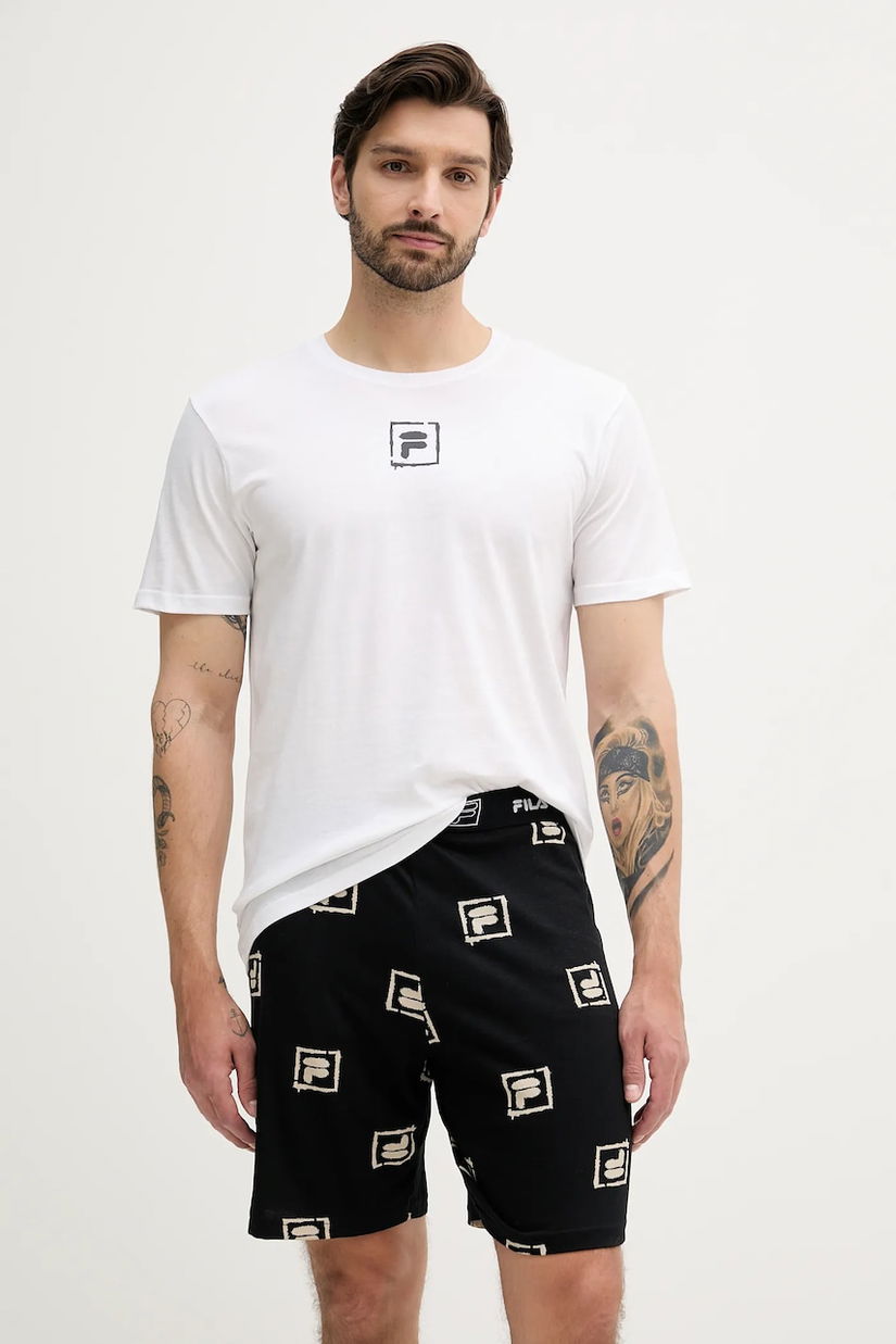 Fila pijamale de bumbac culoarea alb, cu imprimeu, FPS1221