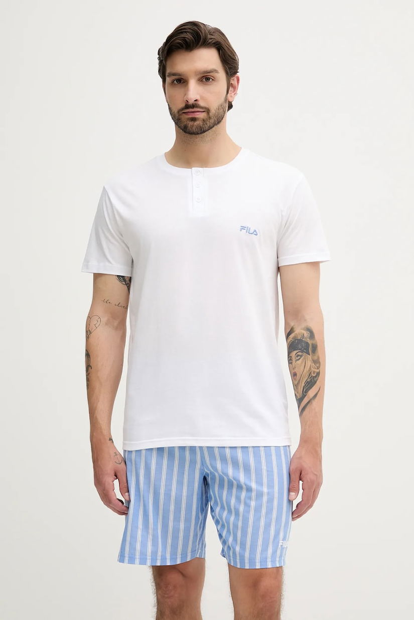 Fila pijamale de bumbac culoarea alb, cu imprimeu, FPS1225