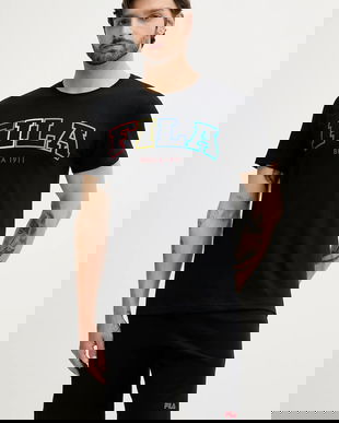 Fila set de pijama de bumbac culoarea negru, cu imprimeu, FPS1223