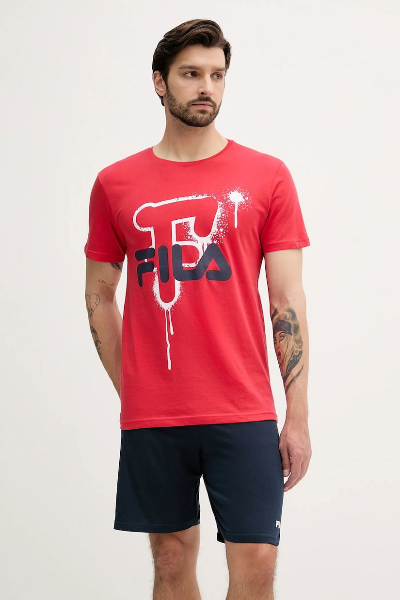 Fila pijamale de bumbac culoarea rosu, cu imprimeu, FPS1220