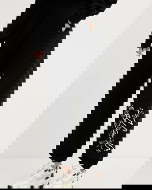 Karl Lagerfeld pantaloni de trening culoarea negru, cu imprimeu, A3W10009