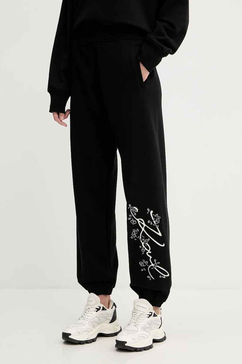 Karl Lagerfeld pantaloni de trening culoarea negru, cu imprimeu, A3W10009