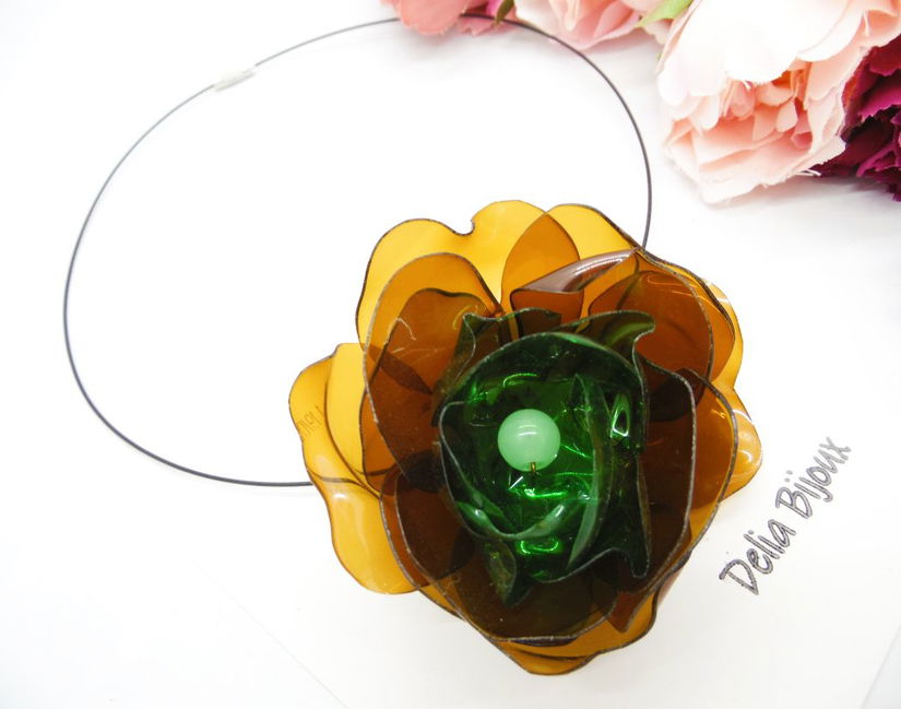 Colier ecofriendly statement din plastic reciclat (cod1257)